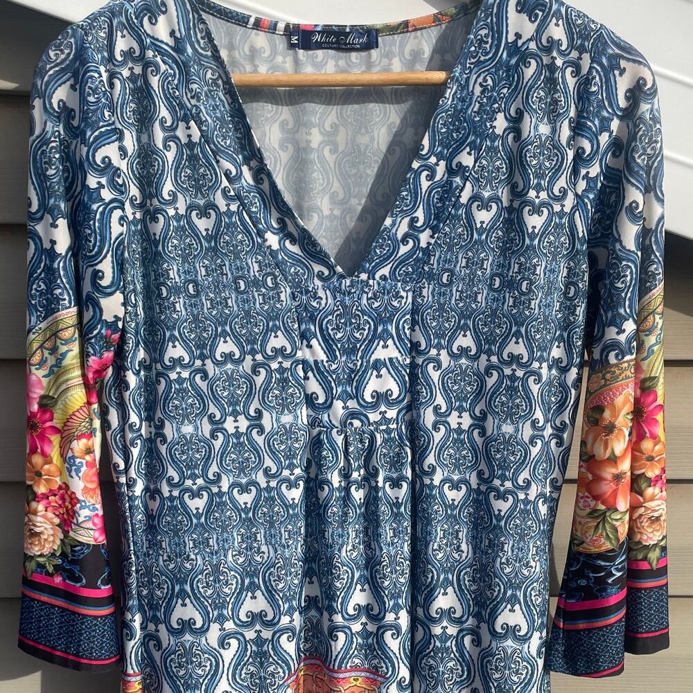 Women's Size Medium Gorgeous Blue Indian-style dress - Like New!